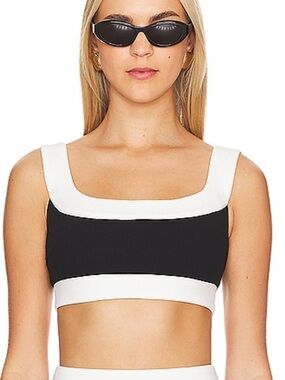superdown Black and White Square Neck Crop Tank
